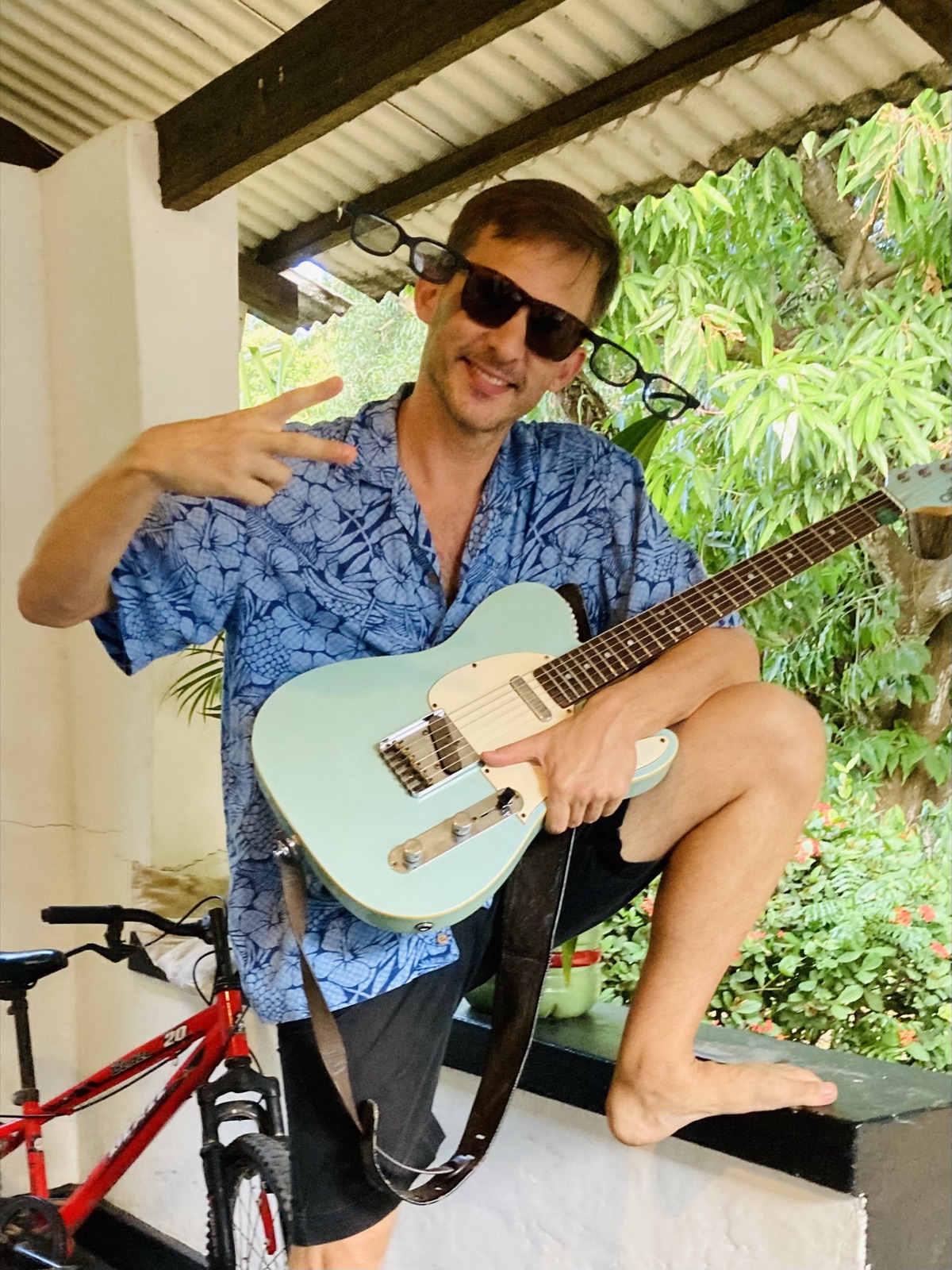 Rudolf Smetana with a Telecaster guitar
